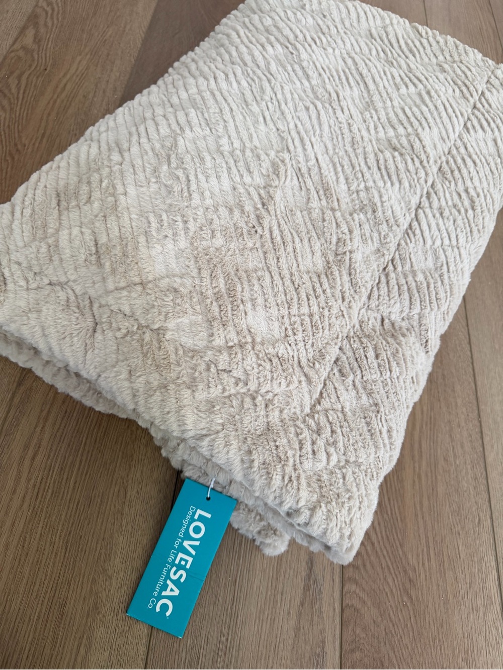Lovesac Footsac Blanket in Sand Weave Phur, 50″ × 70″